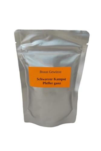 Schwarzer Kampot Pfeffer ganz 100g, Premium aus Kambodscha von Braun Gewürze