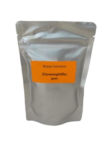 Zitronenpfeffer ganz 100g, feine Zitrusnote, Gewürzmischung für Fisch, mediterrane & asiatische Küche von Braun Gewürze