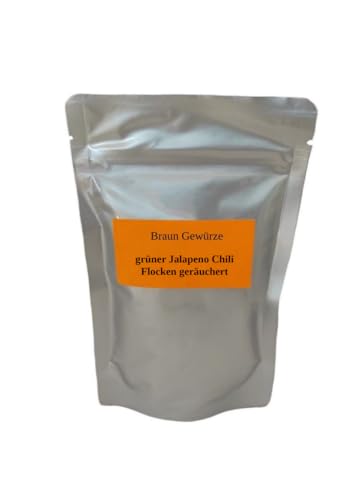 grüner Jalapeno Chili (Chipotle Flocken) geräuchert 110g, Ideal zum grillen, mittelscharf ca. 15.000 Scoville von Braun Gewürze