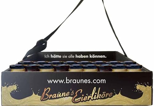 Bauchladen JGA - Der Knaller gefüllt mit Braune´s Eierlikör versch. Sorten 54 Gläschen à 25 ml von Braune's