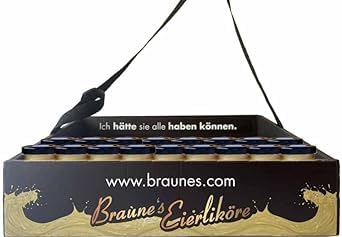 Bauchladen JGA - Gaumenfreude gefüllt mit Braune´s Eierlikör versch. Sorten 54 Gläschen à 25 ml von Braune's