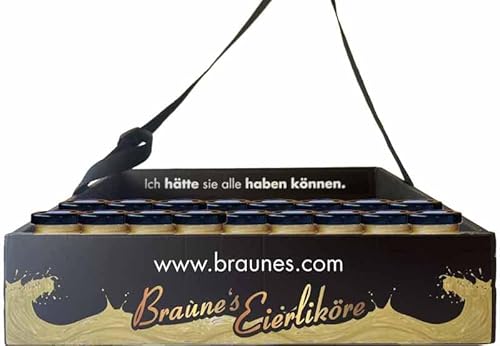 Bauchladen hochwertig mit Eierlikör JGA - Klassiker gefüllt mit Braune´s Eierlikör Klassik 54 Gläschen à 25 ml - für Junggesellenabschied, Junggesellinnenabschied von Braune's