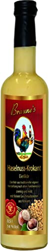 Braunes Eierlikör Haselnuss-Krokant (1x0,5 Ltr.) 14% vol - besonders cremig und dickflüssig - Traditionelle Herstellung - Manufaktur - pur, als Dessert, als Cocktail oder zum Backen von Braune's