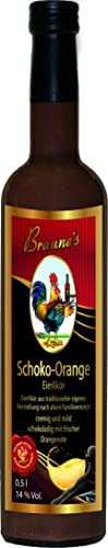 Braunes Eierlikör Schoko-Orange (1x0,5 Ltr.) 14% vol - cremig und dickflüssig - Traditionelle Herstellung - Manufaktur - schokoladig mit Orangen-Note von Braune's