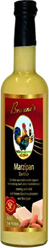 Braunes Eierlikör Marzipan (1x0,5 Ltr.) 14% vol - besonders cremig und dickflüssig - Traditionelle Herstellung - Manufaktur - pur, als Dessert, als Cocktail oder zum Backen von Braune's
