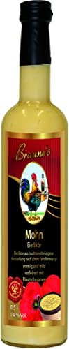 Braunes Eierlikör Mohn (1x0,5 Ltr.) 14% vol - besonders cremig und dickflüssig - Traditionelle Herstellung - Manufaktur - pur, als Dessert, als Cocktail oder zum Backen von Braune's