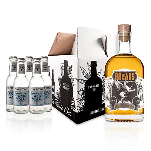 Breaks RESERVE Gin – Genießer Set I Premium Gin für mehrere Monate im Holzfass gereift + 5 Flaschen Fever Tree Tonic Water I Gin Geschenkset I Exklusiver Gin – Handgemacht in Deutschland I 44% vol. von Breaks