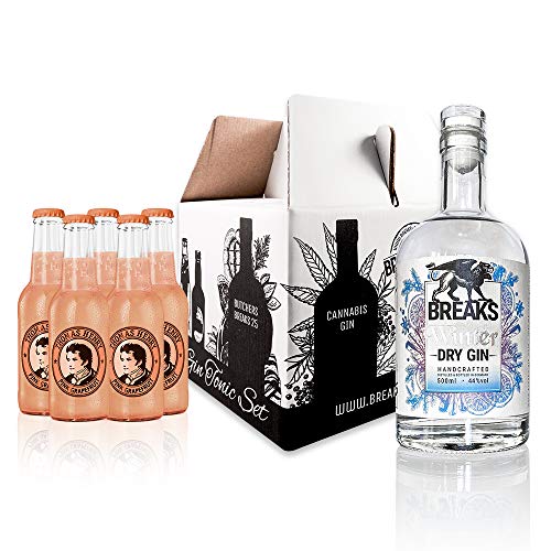 Breaks Gin WINTER Gin Edition | Gin mit wärmenden Adventsaromen & 15 winterliche Botanicals I Handcrafted in Deutschland I Genießer-Set mit 0,5 L Gin und 5 Flaschen Thomas Henry Pink Grapefruit von Breaks