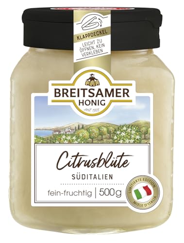 Breitsamer Honig Citrusblüte aus Süditalien 500g cremig – streichzarter fein-fruchtiger Citrusblütenhonig, aromatisch und lieblich (1 x 500g) von Breitsamer
