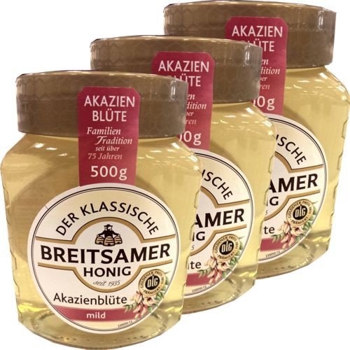Breitsamer Honig Der Klassische Akazienhonig 3 Gläse á 500g (mild) von Breitsamer
