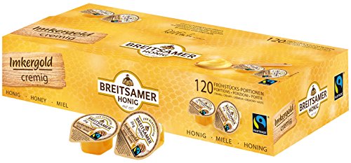 Breitsamer FairTrade Portionen cremig 120x20g - Aromatischer cremiger Blütenhonig in praktischen Portionen, ideal für Großverbraucher, Hotels und Gastronomie (insg. 2,4kg) von Breitsamer