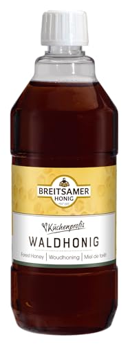 Breitsamer Honig Waldhonig flüssig 1 kg Flasche für Küchenprofis Aromatischer dunkler Honig ideal für Großverbraucher Hotels Gastronomie (1 x 1000g) von Breitsamer