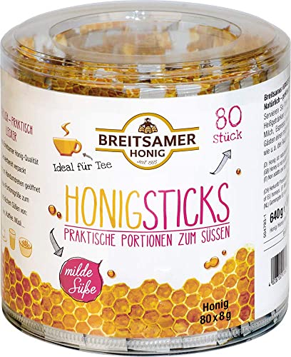 Breitsamer Honigsticks mild 80 x 8g Großpackung - Lieblicher Blütenhonig in praktischen Portionen ideal zum Süßen im handlichen Stick (1 x 640g) Breitsamer Honigsticks mild 80 x 8g Großpackung - Lieblicher Blütenhonig in praktischen Portionen ideal zum Süßen im handlichen Stick (1 x 640g) von Breitsamer