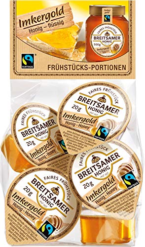 Breitsamer Imkergold Fairtrade Blütenhonig flüssig Frühstücks-Portionen 5 x 20g Beutel im 18er Pack (18 x 5 x 20 g, insgesamt 1800 g) von Breitsamer