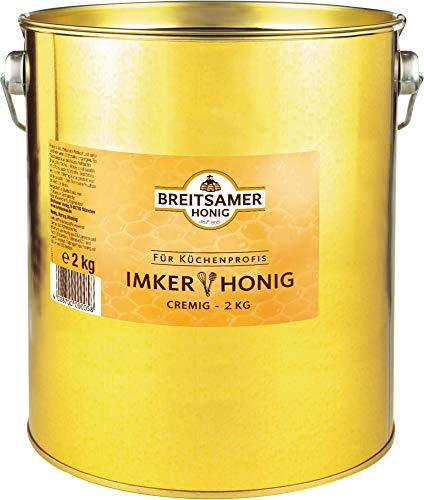 Breitsamer Imkerhonig Blütenhonig cremig 2 kg Eimer für Küchenprofis Aromatischer Honig ideal für Großverbraucher Hotels Gastronomie (1 x 2000g) von Breitsamer
