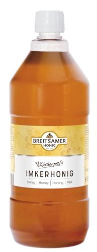 Breitsamer Blütenhonig Imkergold flüssig 1,5 kg Flasche für Küchenprofis Aromatischer Honig ideal für Großverbraucher Hotels Gastronomie (1 x 1500g) von Breitsamer
