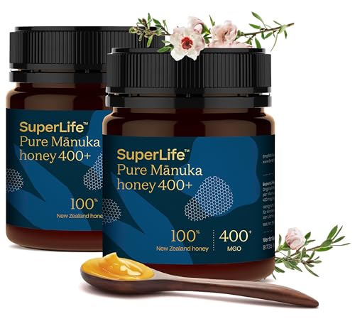 Breitsamer SuperLife Original Manuka-Honig 250g im 2er Pack - Purer 100% Manuka-Honig exklusiv zertifiziert aus Neuseeland MGO 400+ (2 x 250g) von Breitsamer