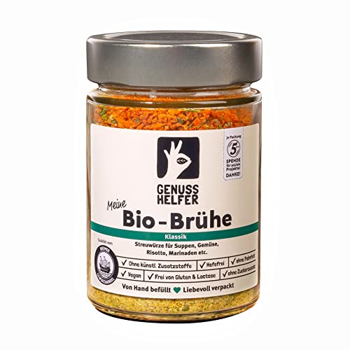 Bremer Gewürzhandel Bio-Brühe, Bio Gemüsebrühe ohne Hefe und Glutamate, Suppenpulver, zum Kochen von Suppen und Saucen, 250g von Bremer-Gewürzhandel Genuss leben.