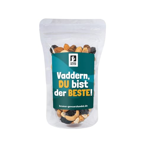 Bremer Gewürzhandel GeNUSSmischung Vaddern, Du bist der Beste, Nussmix, Studentenfutter mit Spruch, zum Vatertag, 175g Bremer Gewürzhandel GeNUSSmischung Vaddern, Du bist der Beste, Nussmix, Studentenfutter mit Spruch, zum Vatertag, 175g von Bremer-Gewürzhandel Genuss leben.