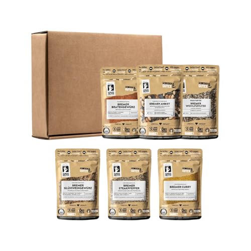 Bremer Gewürzhandel Genuss-Box Bremen, 6-tlg., Gewürze Box, Gewürzgeschenk, Gewürze Set, Geschenkset, 680g Bremer Gewürzhandel Genuss-Box Bremen, 6-tlg., Gewürze Box, Gewürzgeschenk, Gewürze Set, Geschenkset, 680g von Bremer-Gewürzhandel Genuss leben.