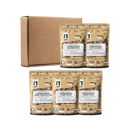 Bremer Gewürzhandel Genuss-Box Knabberspaß, 5-tlg., Knabber Box, Snackgeschenk, Kürbiskerne Set, Geschenkset, 600g Bremer Gewürzhandel Genuss-Box Knabberspaß, 5-tlg., Knabber Box, Snackgeschenk, Kürbiskerne Set, Geschenkset, 600g von Bremer-Gewürzhandel Genuss leben.