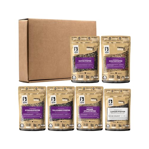 Bremer Gewürzhandel Genuss-Box Wo der Pfeffer wächst, 6-tlg., Gewürzset, Pfeffer-Set, Geschenkset, 580g Bremer Gewürzhandel Genuss-Box Wo der Pfeffer wächst, 6-tlg., Gewürzset, Pfeffer-Set, Geschenkset, 580g von Bremer-Gewürzhandel Genuss leben.