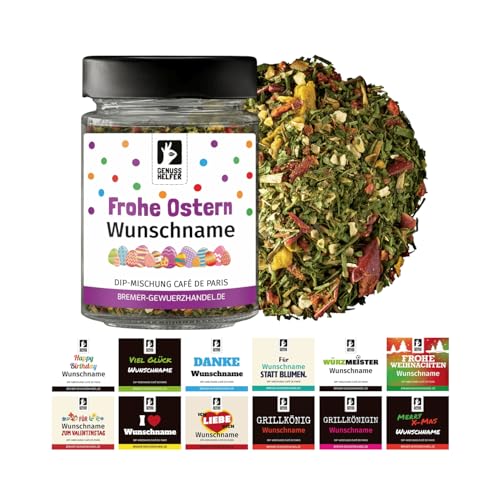 Bremer Gewürzhandel Geschenkglas mit Namen: Dip-Mischung Café de Paris, personalisiertes Geschenk mit Wunschnamen, 45g von Bremer-Gewürzhandel Genuss leben.