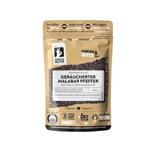 Bremer Gewürzhandel Malabar Pfeffer geräuchert, ganz, rauchiges Aroma, intensiver Pfeffergeschmack für die Mühle, 3 x 80g von Bremer-Gewürzhandel Genuss leben.