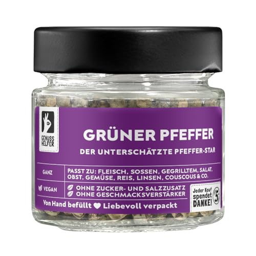 Bremer Gewürzhandel grüner Pfeffer, ganz, frisches Aroma, ideal zum Kochen von Gerichten mit Kräutern, 45g im Glas von Bremer-Gewürzhandel Genuss leben.