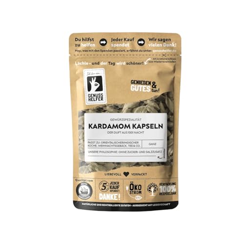 Bremer Gewürzhandel Kardamom Kapseln, grün, ideal zum Backen, Kochen oder für Tee, 50g von Bremer-Gewürzhandel Genuss leben.