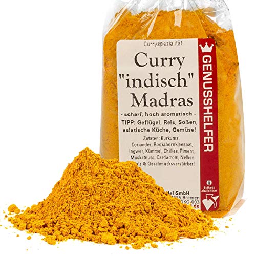 Bremer Gewürzhandel Indisch Madras Curry, pikant, klassisches indisches Curry mit feiner Schärfe für süd-asiatische Gerichte, 100g von Bremer-Gewürzhandel Genuss leben.