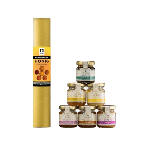 Bremer Gewürzhandel Genussreise Honigschätze, Honigset mit 6 exotischen Honigspezialitäten, Honig Geschenkset in wiederverschließbaren Gläsern, 300g Bremer Gewürzhandel Genussreise Honigschätze, Honigset mit 6 exotischen Honigspezialitäten, Honig Geschenkset in wiederverschließbaren Gläsern, 300g von Bremer-Gewürzhandel Genuss leben.