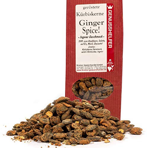 Ginger Spice Kürbiskerne 100 Gramm ganz, geröstete Kürbiskerne mit Ingwer, ohne Geschmacksverstärker - Bremer Gewürzhandel von Bremer-Gewürzhandel Genuss leben.