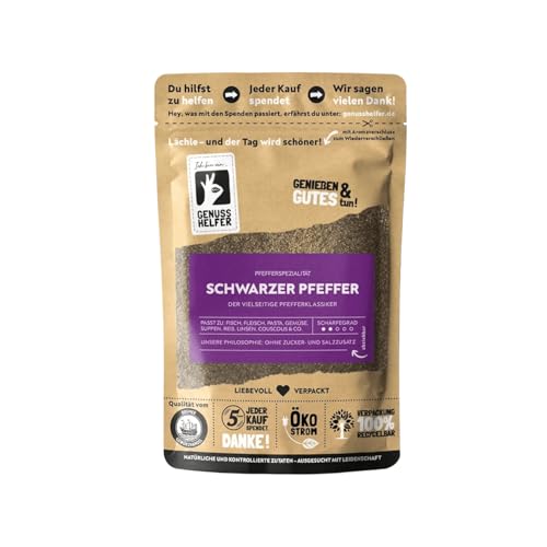 Bremer Gewürzhandel schwarzer Pfeffer, gemahlen, scharfer Pfeffergeschmack, vielseitig einsetzbar zum Kochen und Backen, intensives Aroma, 10 x 100g von Bremer-Gewürzhandel Genuss leben.