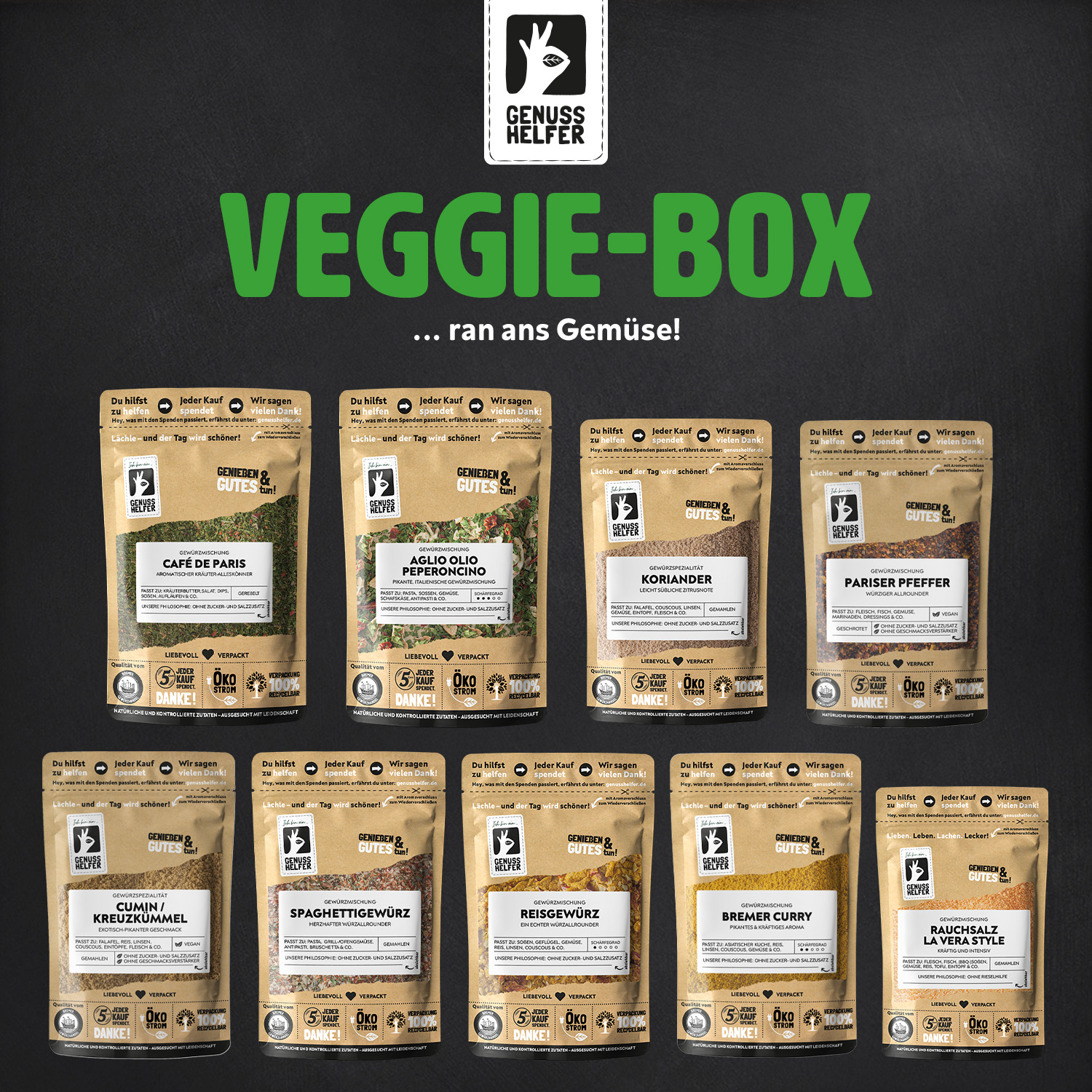 Genuss-Set - Veggie-Box, 9 Tlg. von Bremer Gewürzhandel