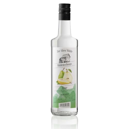 Brennerei zur Alten Mühle Birnenbrand Mühlen-Schnaps - Spirituose (30% vol.) veredelt mit Frucht-Destillat, milder Genuss, fruchtig leichter & klarer Schnaps (1 x 0,7 l) von Brennerei zur Alten Mühle
