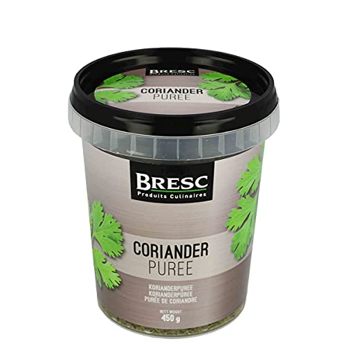 Bresc Koriander-Püree - 10x 450g - veganes Püree aus frischen Korianderblättern mit einem Hauch Sonnenblumenöl zum Würzen und Verfeinern von Speisen, kalt und warm verwendbar von Bresc