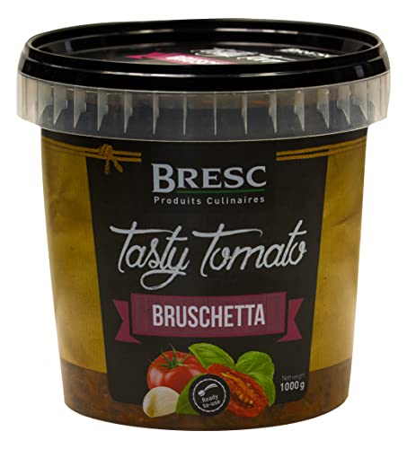 Bresc Tomaten Bruschetta - 1x 1kg - vegane klassische italienische Vorspeise Antipasti aus getrockneten Tomaten, Knoblauch, Basilikum, Oregano, gebrauchsfertig, warm und kalt ein Genuss von Bresc