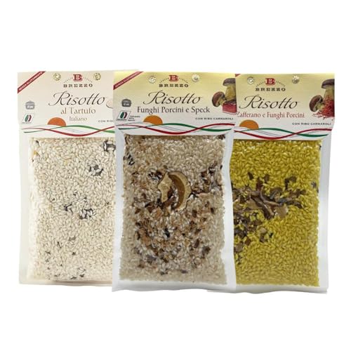Brezzo Tris Risotti da 300g ai Funghi Porcini Speck, Zafferano Funghi Porcini e al Tartufo von Brezzo