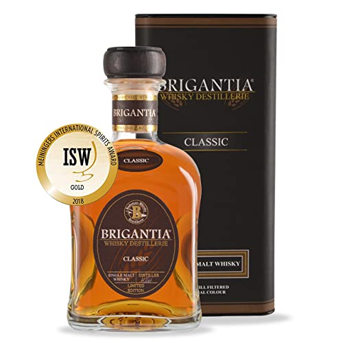 Single Malt Whisky BRIGANTIA Classic 700ml – preisgekrönt, aromatisch & mild mit 43% Vol. aus edlen Eichenfässern – 0,7l deutscher Whiskey mit Geschenkbox - Edeldestillate von Steinhauser am Bodensee von Brigantia