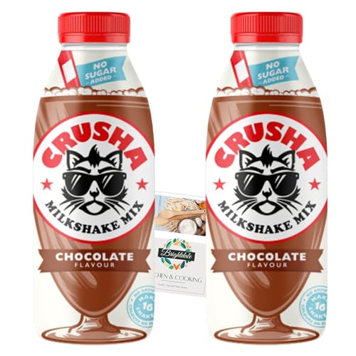 Milchshake-Mix-Set mit Crusha-Milchshake-Mix, Schokolade, 500 ml (ohne Zuckerzusatz), 2er-Pack + Brightdale Küchenkarte von Brightdale