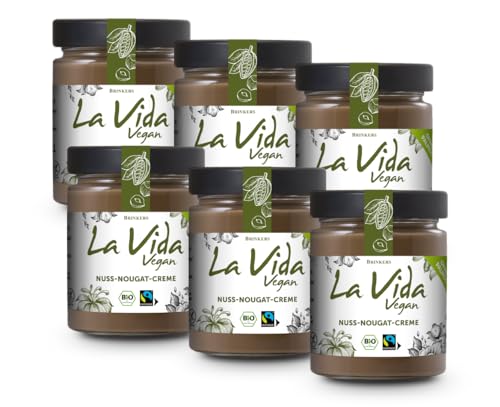 Brinkers La Vida Vegan Nuss-Nougatcreme 6 x 600g Vorratspaket - Ideal zum Frühstück aufs Brötchen - Veganer Bio Brotaufstrich, glutenfrei und Palmölfrei von Brinkers