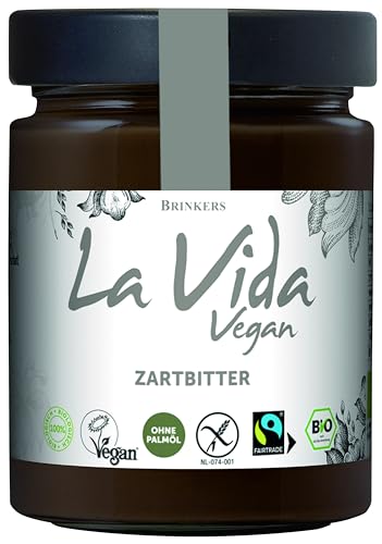 Brinkers La Vida Vegan Zartbitter-Creme 270 g, Ideal zum Frühstück aufs Brötchen, veganer Bio Brotaufstrich, glutenfrei und Palmölfrei von Brinkers