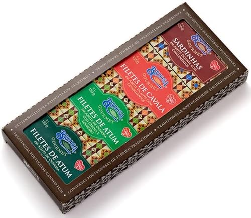 Briosa Geschenk Set: Flavour Box - Sardinen-Makrele-Thunfisch Variation in Olivenöl 4x120g / Portugal von Briosa Gourmet