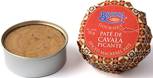 Briosa Gourmet Gewürzte Makrelen-Pastete 75 g | Fischpaste | Makrelen-Brotaufstrich | Von Hand eingemacht und verpackt | Reich an Omega-3 | Portugal von Briosa Gourmet