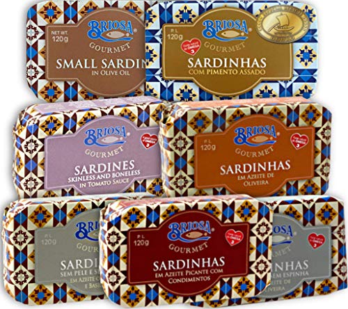 Briosa Gourmet Sardinen-Variation 7x120 g | Von Hand eingemacht und verpackt | Reich an Omega-3 | Portugal von Briosa Gourmet