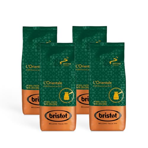 Bristot, Gemahlener Kaffee für ibrik L'ORIENTALE – Insgesamt 800 g – Türkischer Pulverkaffee, Mischung aus Brasilien, Afrika, Indien und Südostasien – 4 Packungen pro 200 g Bristot, Gemahlener Kaffee für ibrik L'ORIENTALE – Insgesamt 800 g – Türkischer Pulverkaffee, Mischung aus Brasilien, Afrika, Indien und Südostasien – 4 Packungen pro 200 g von Bristot