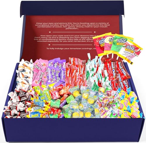 Broadway Candy American Sweets Geschenkbox – 100-teiliges gemischtes Süßigkeitenbox-Paket aus den USA – Mini-Bonbons und Süßigkeiten für Kinder, Erwachsene, Geburtstage, Weihnachten, Ostern von Broadway Candy