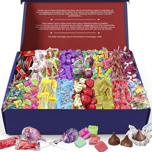 Broadway Candy American Sweets Geschenkbox – 100-teiliges gemischtes Süßigkeitenbox-Paket aus den USA – Mini-Bonbons und Süßigkeiten für Kinder, Erwachsene, Geburtstage, Weihnachten, Ostern von Broadway Candy