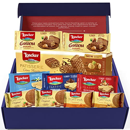 Loacker Biscuit Hamper Box - Chocolate Wafer Biscuits Variety - All-Occasion Süßigkeiten & Kekse Geschenkset für Männer und Frauen - Inklusive 10-teiliger Loacker Kollektion von Broadway Candy